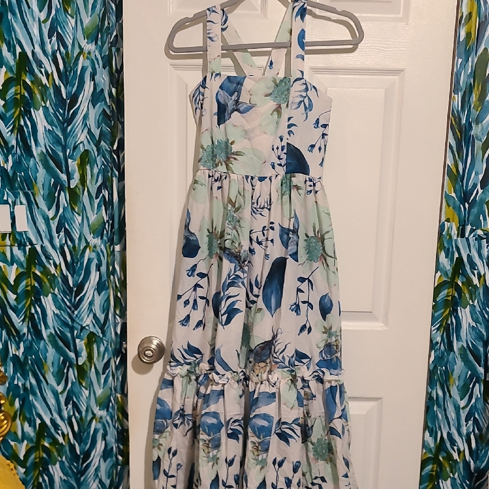 SHEIN Blue and White Floral Sundress
